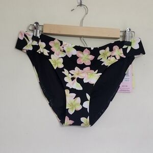 Hurley × Moore Aloha Max Plumeria Full Tab Side Bikini Bottom size Large